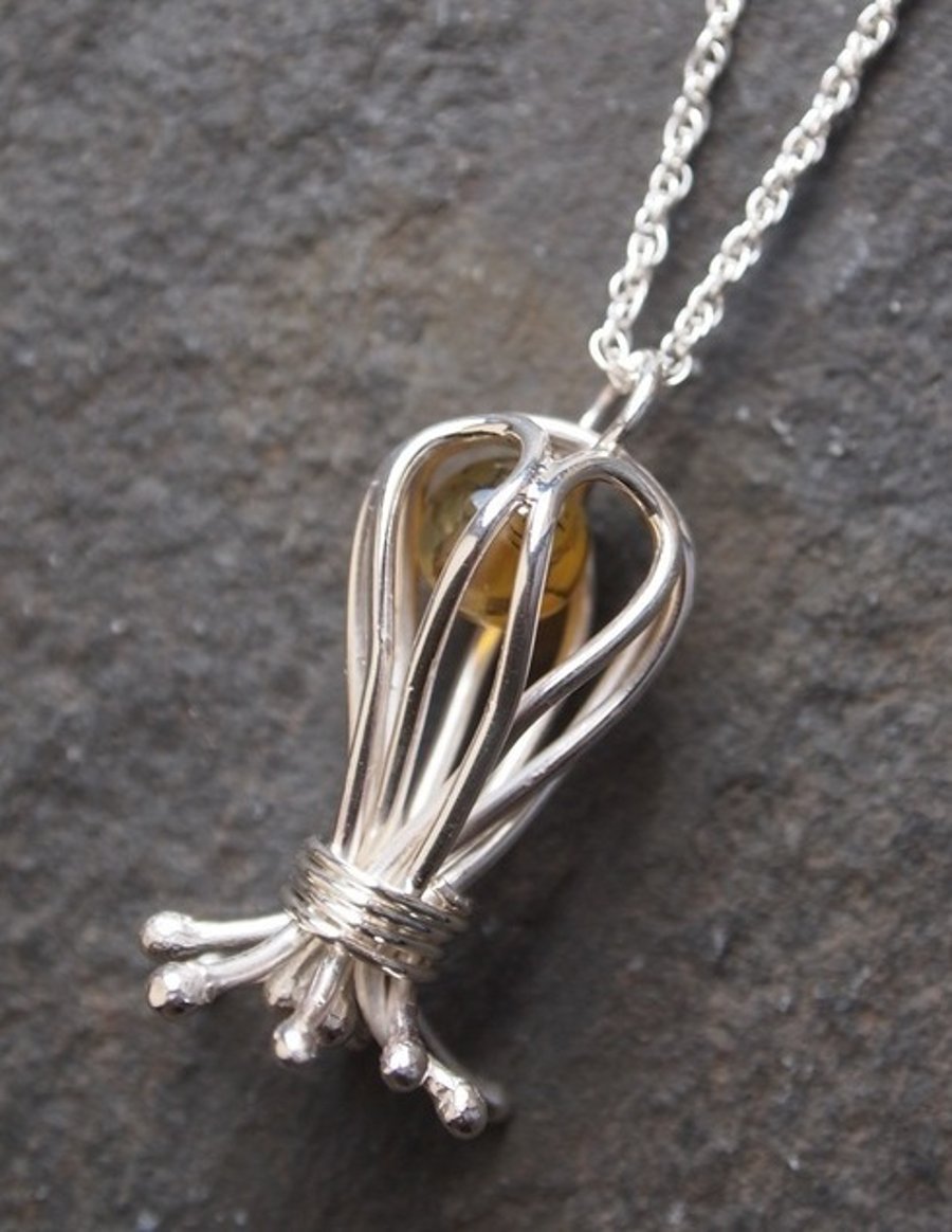 SALE ITEM Sterling Silver Pendant Cage &... Folksy