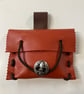 Small Pouch - Red Leather Medieval Style - Fleur de Lis Closure FREE SHIPPING - Image 1