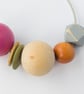 Isla - Hot pink, olive green, burnt orange necklace with grey hexagonal bead - Image 6