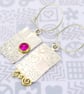 Handmade opal earrings, sterling silver, red opal, asymmetric, gemstone choice - Image 6