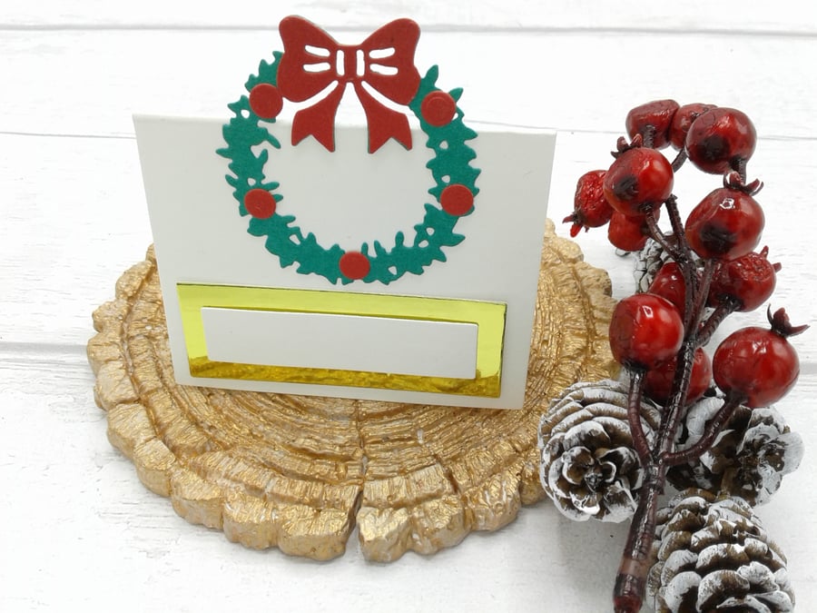 Christmas place settings. Set of 10 luxury Christmas place cards. Ivory and gold