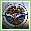 Nugget Tree Ring Picture in Stained Glass, Suncatcher