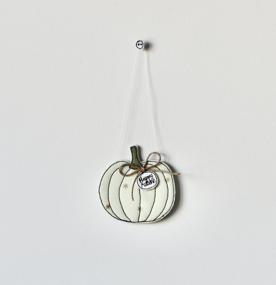 Tiny 'Happy Autumn' Pumpkin One - Hanging Decoration
