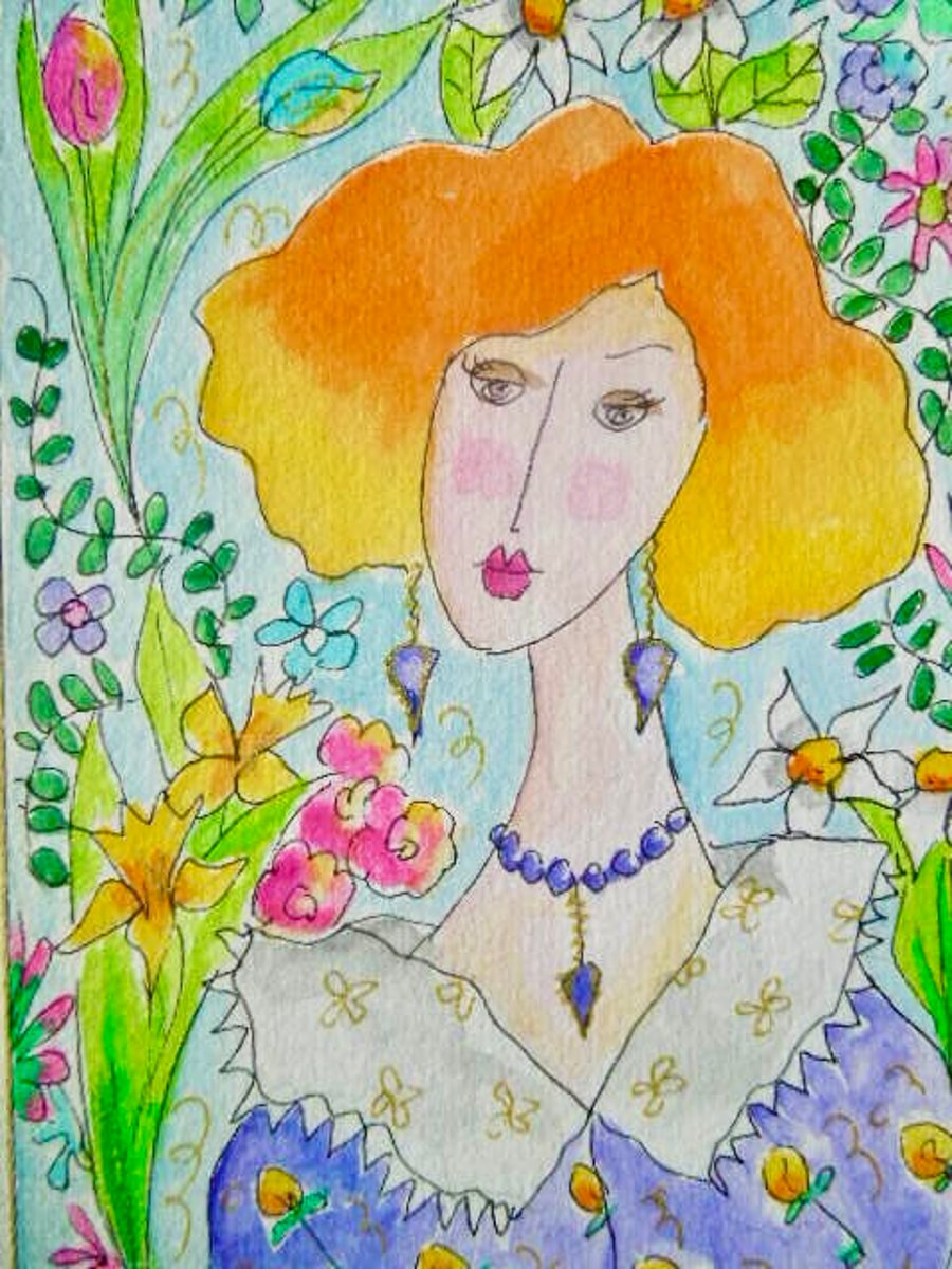 Original watercolour painting - Fleur.