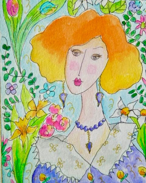 Original watercolour painting - Fleur.