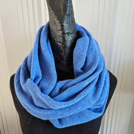 Bright blue lambswool and angora infinity scarf