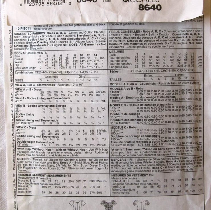 A multisize sewing pattern for a girl's brides... Folksy