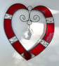 Stained Glass and Wire Heart Suncatcher - Handmade - red
