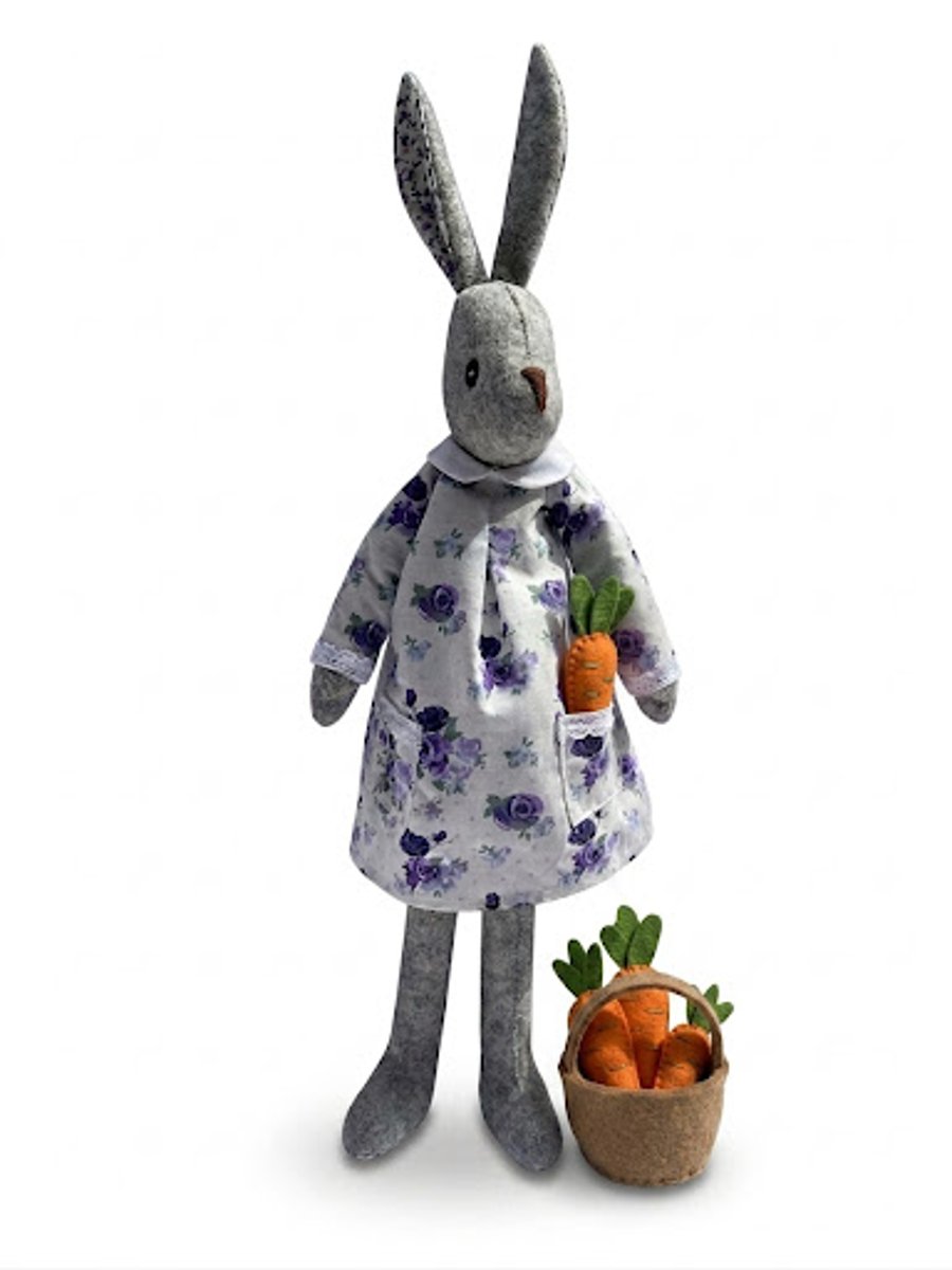 Luna Lapin Rabbit - Heirloom Rabbit - Handmade Wool Felt Bunny