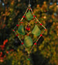 Green beach glass sun catcher with red beads - Image 3