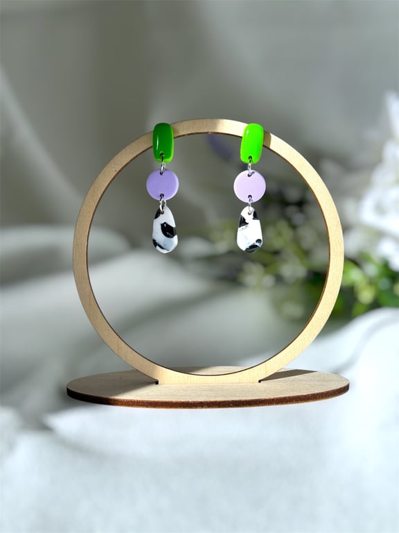 Bright Mix Match A strict Polka Dot Polymer Clay Earrings 