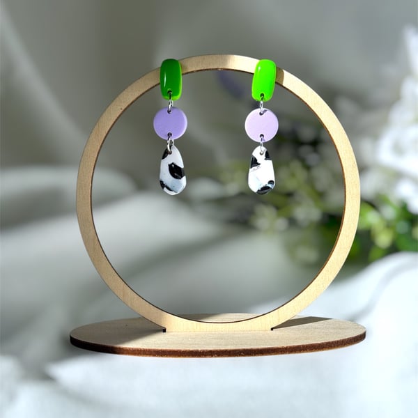 Bright Mix Match A strict Polka Dot Polymer Clay Earrings 