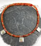 Bright orange carnelian necklace with silver and 18ct gold beads.