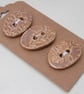 3 Medium Oval Light Sand Leaf Pattern Handmade Ceramic Buttons - Image 4