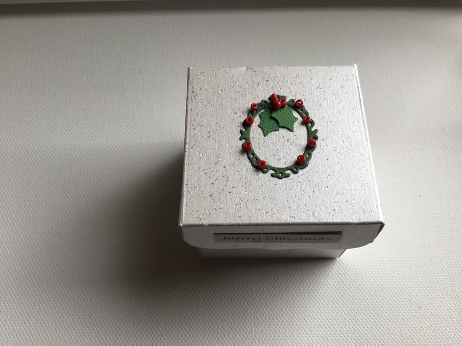  gift boxes. Set of 4.table favour. Christmas wedding favour. Wreath. CC591