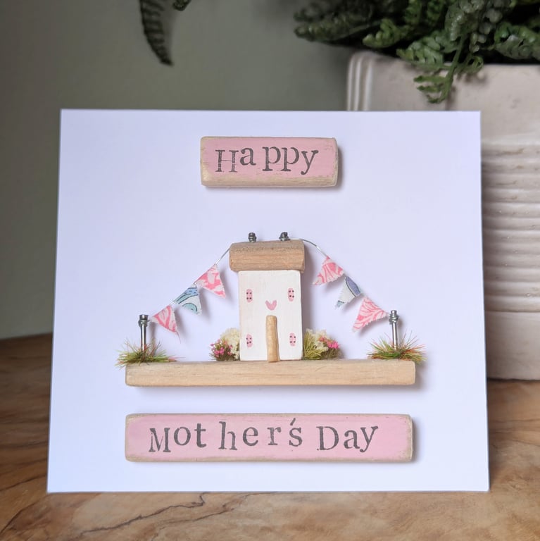 Mother's Day Card With Removable Wooden Cottage Gift