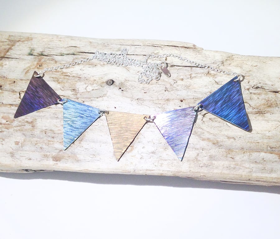 Coloured Titanium 'Bunting' Necklace - UK Free Post