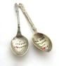 Two Rude Sweary Xmas Spoons, Handstamped Apostle Spoons, Mature Content - Image 1