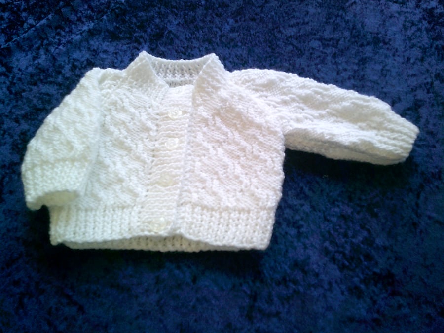 16 inch White Round Neck Cardigan