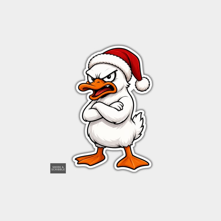 Funny Christmas Sticker Vinyl Xmas Decal For Adults - Angry Goose Standing