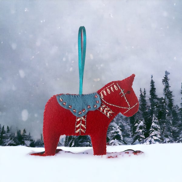 Traditional Swedish Christmas Dala Horse Decoration