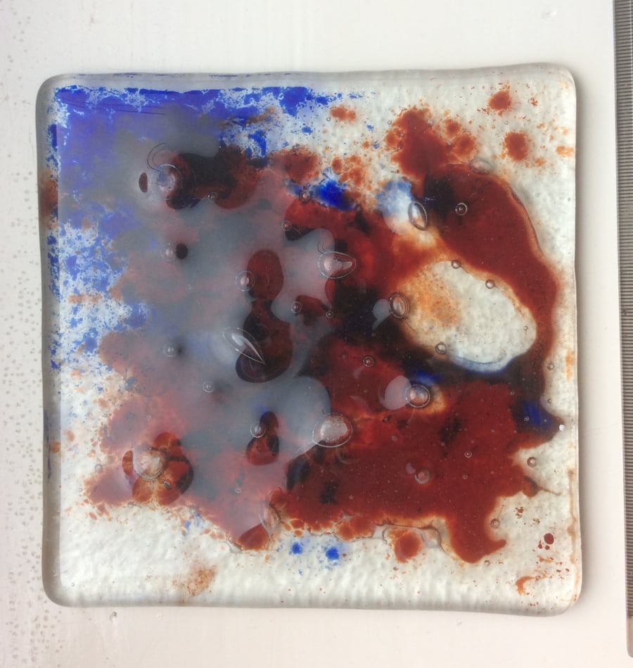 Fused Glass Marbled Tile or Coaster