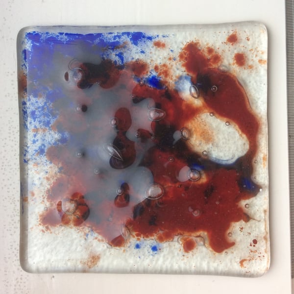 Fused Glass Marbled Tile or Coaster