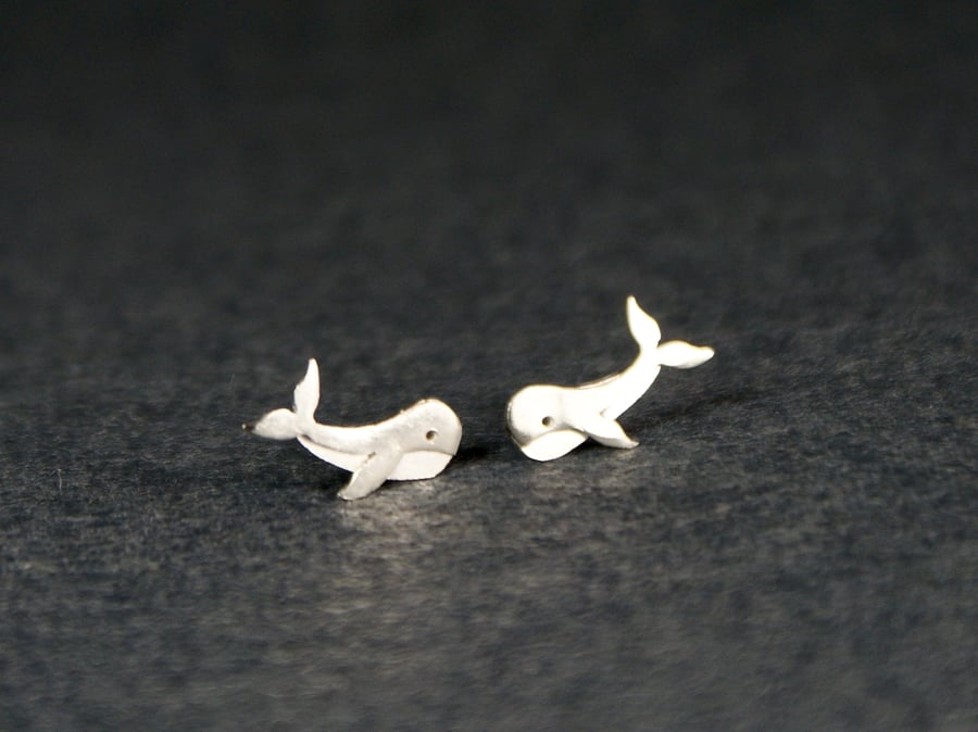 Tiny whale silver studs