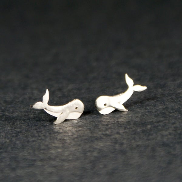 Tiny whale silver studs