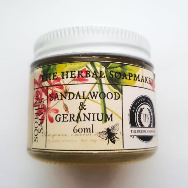 Sandalwood & Geranium hand salve,  balm, moisturiser, handmade, 60ml, 