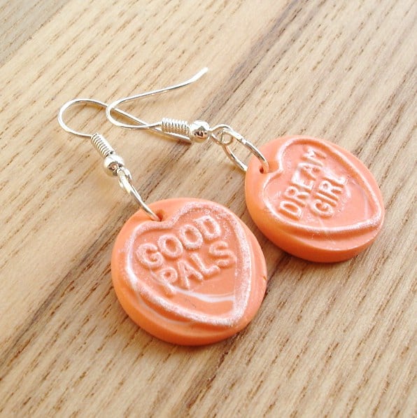 Sherbet Orange Coloured Love Heart Earrings