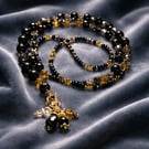 Black Obsidian & Crystal beaded Necklace.