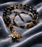 Black Obsidian & Crystal beaded Necklace.