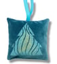 Velvet Lavender Sachet, Hand Printed Lavender Bag, Christmas Tree Ornament  - Image 5