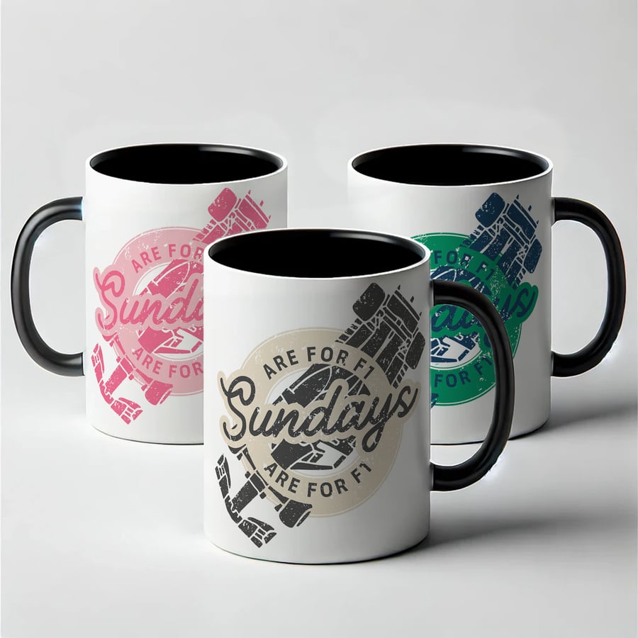 Sundays F1 - Retro Mug: 'Sundays Are For Formula 1', F1 Gift, For Him