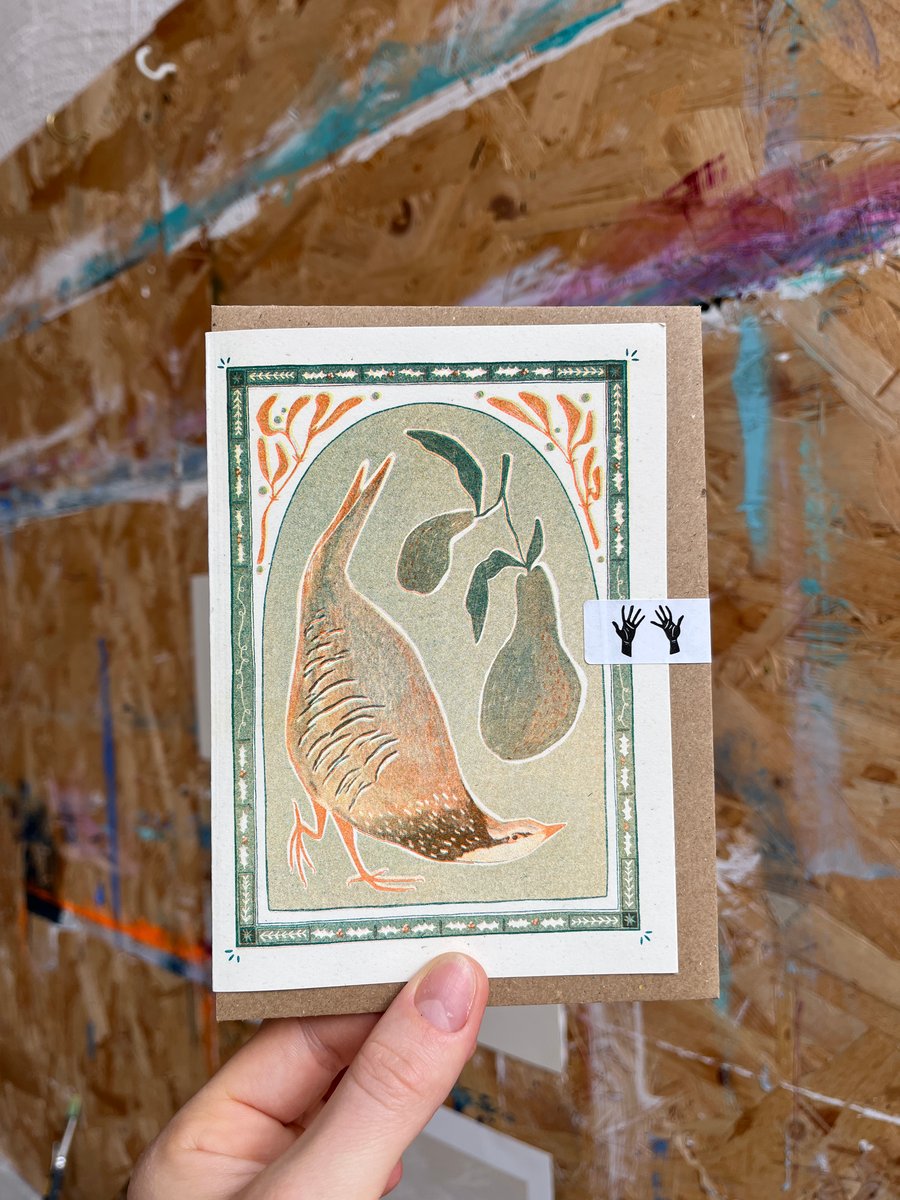 Partridge (in the pear tree) - Seasonal Risograph Greetings Card