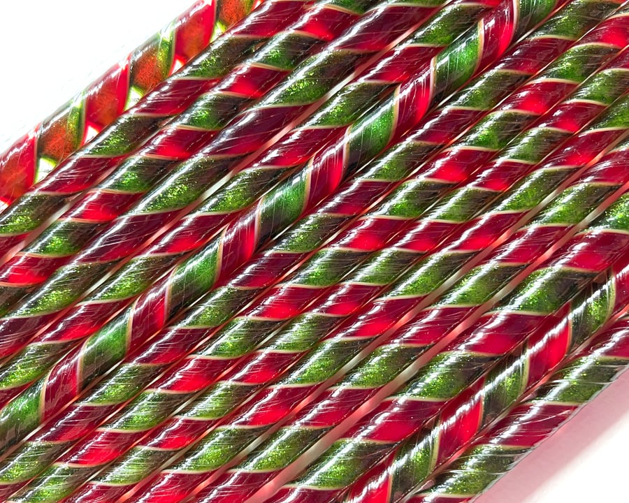 Twisted cane 12cm Christmas pack Bullseye 90 coe glass Vitrigraph twisties