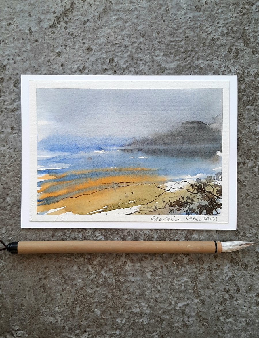 Misty Ocean. Handpainted Blank Card. Keepsake Gift
