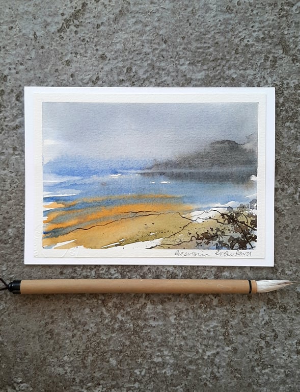 Misty Ocean. Handpainted Blank Card. Keepsake Gift