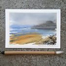 Misty Ocean. Handpainted Blank Card. Keepsake Gift