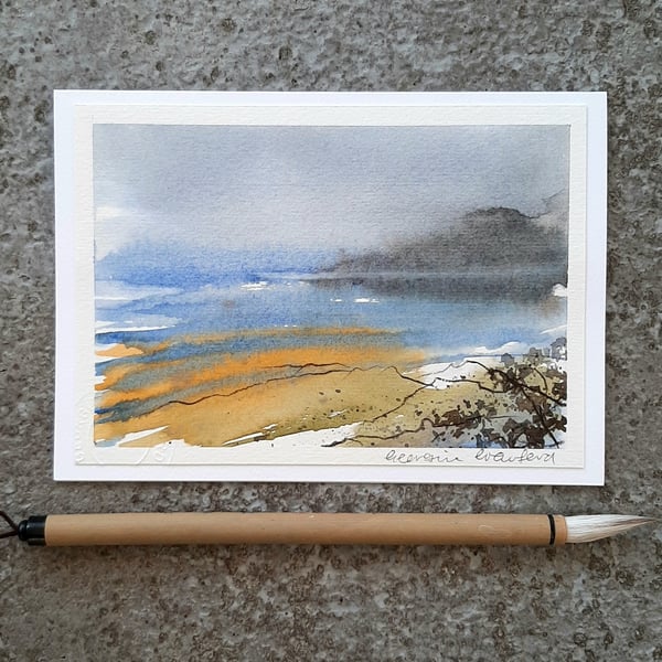 Misty Ocean. Handpainted Blank Card. Keepsake Gift