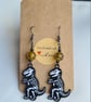 Quirky Dinosaur Earrings - T Rex Skelly design 1 - Image 3