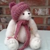 12" Dressed Mohair Bear, Handmade Collectable Artist Bear, Christmas Teddy Bear