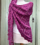 Handmade Shallow Triangle Wrap Lace Shawl Oversized Pink Cotton Scarf - Image 1