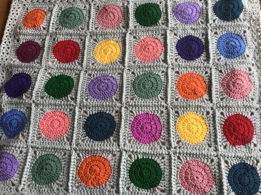 Handmade Colourful Dotty Baby Blanket