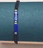 Men's Lapis Lazuli Bracelet Adjustable Black Nylon Cord Stainless Steel - Image 6