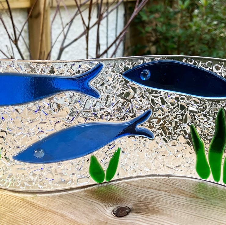 Fused Glass Freestanding Curved Panel with a Fi... Folksy