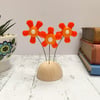 Fused Glass Happy Hippy Flowers (Orange2) - Handmade Fused Glass Sculpture