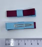 School Small Straight Wine and Light Blue Bow Clips (pair) - Image 3
