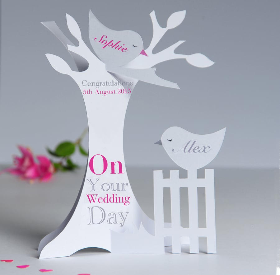  Personalised 3.D Paper Cut Wedding Card.
